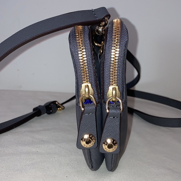 Henri Bendel New York Nylon Bag Grey Detach Adj Strap Purple Lining EXC! - Picture 6 of 14